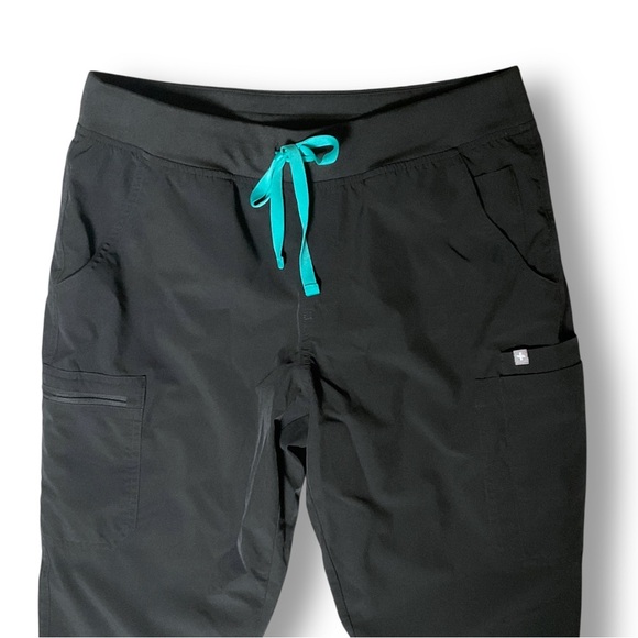 Figs Yola FreeX Lined Straight Leg Scrub Pants Sz L Tall Black Medical Healthcar - Picture 2 of 9
